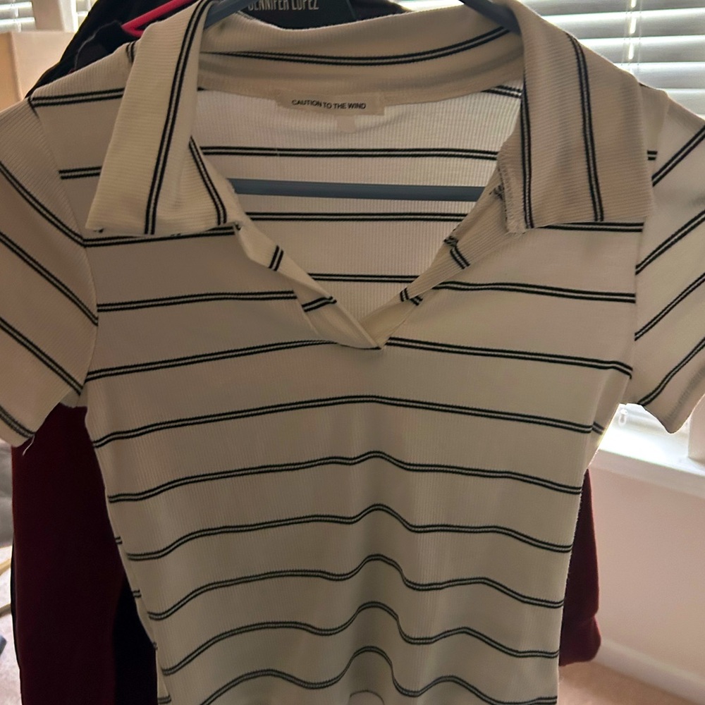 Brand new!!!! Striped collared tee
